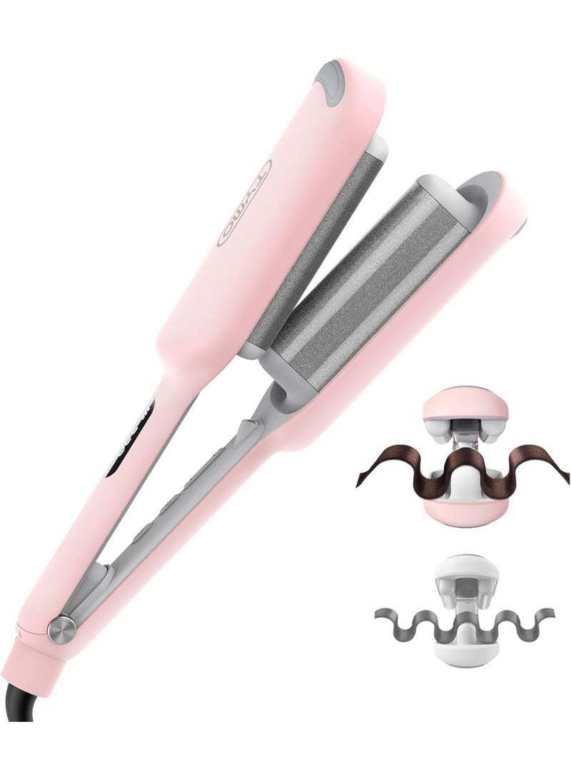TYMO ROVY Hair Waver Crimper - Hair Curler, Deep Waver Curling Iron, Ionic Curling Wand with Ceramic Tourmaline Barrel for Women, Anti-Scald, Quick & Easy, Dual Voltage, Pink - Image 1